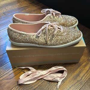 Kate spade rose gold glitter keds sneakers size 9.5